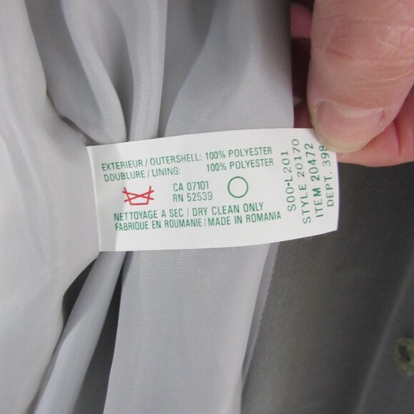 Utex Design Trench Coat Woman's Button Up Pockets Lined Full Length Gray Size 14 - Picture 4 of 15